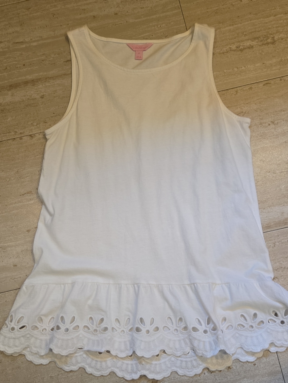 Lilly Pulitzer White Scalloped Eyelet Trim Tank Blouse